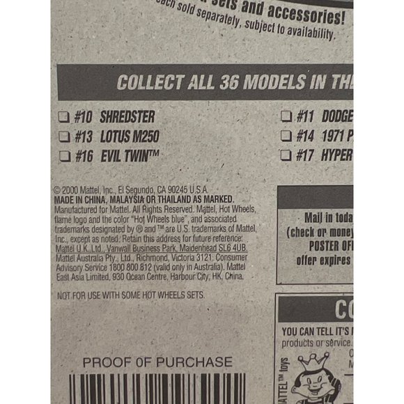 Hot Wheels 2001 First Editions 16 of 36 Collectable Car Evil Twin Toy Box Damage - Picture 7 of 9